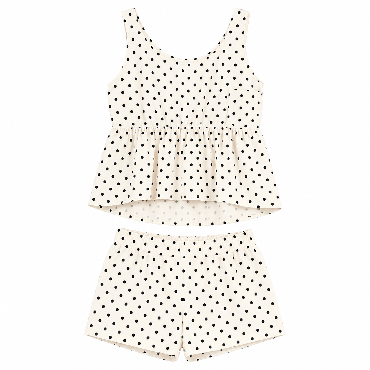 Ivory Polka Dot Button Tank on a clean white studio background.