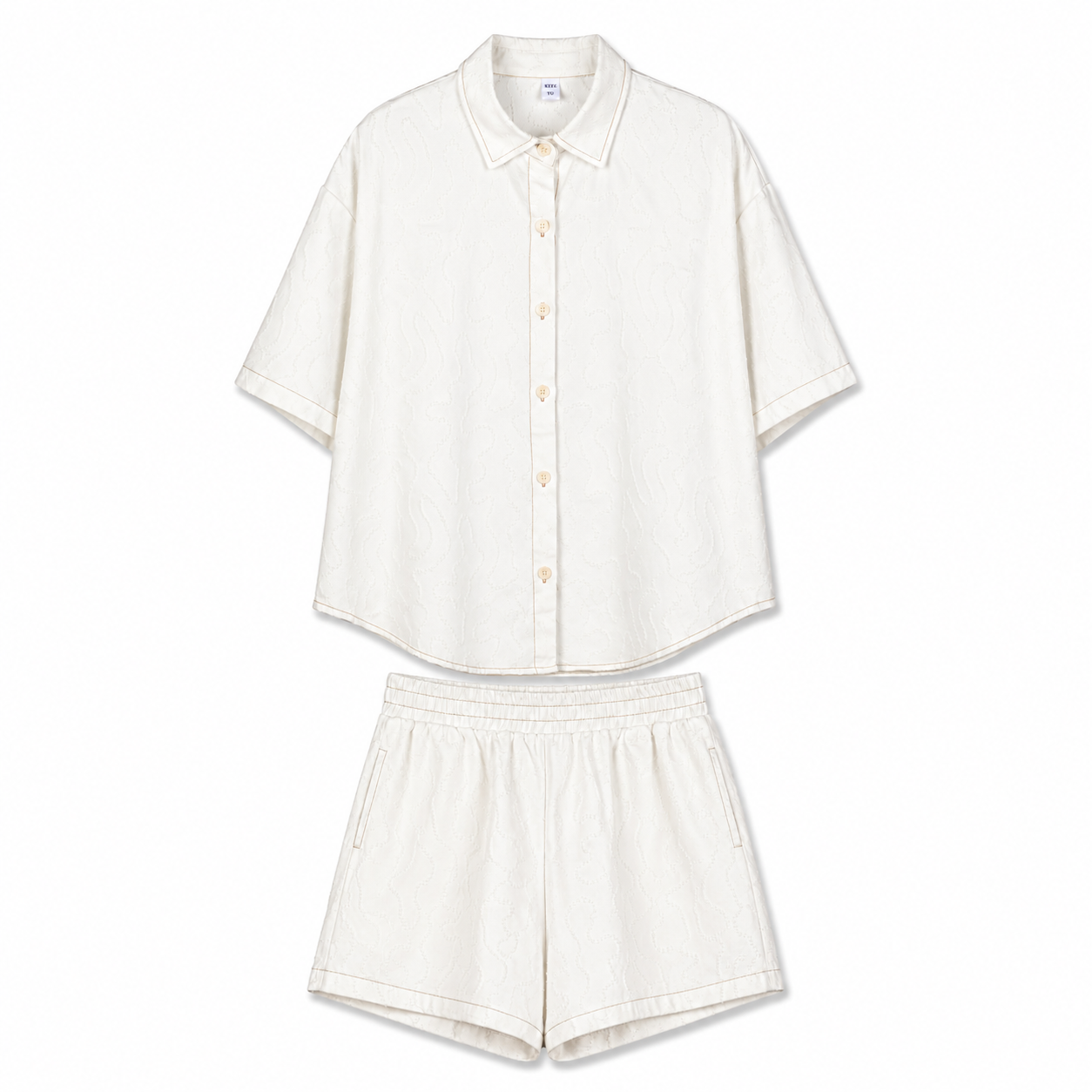 Ivory Short Sleeve Button Shirt on a clean white studio background.