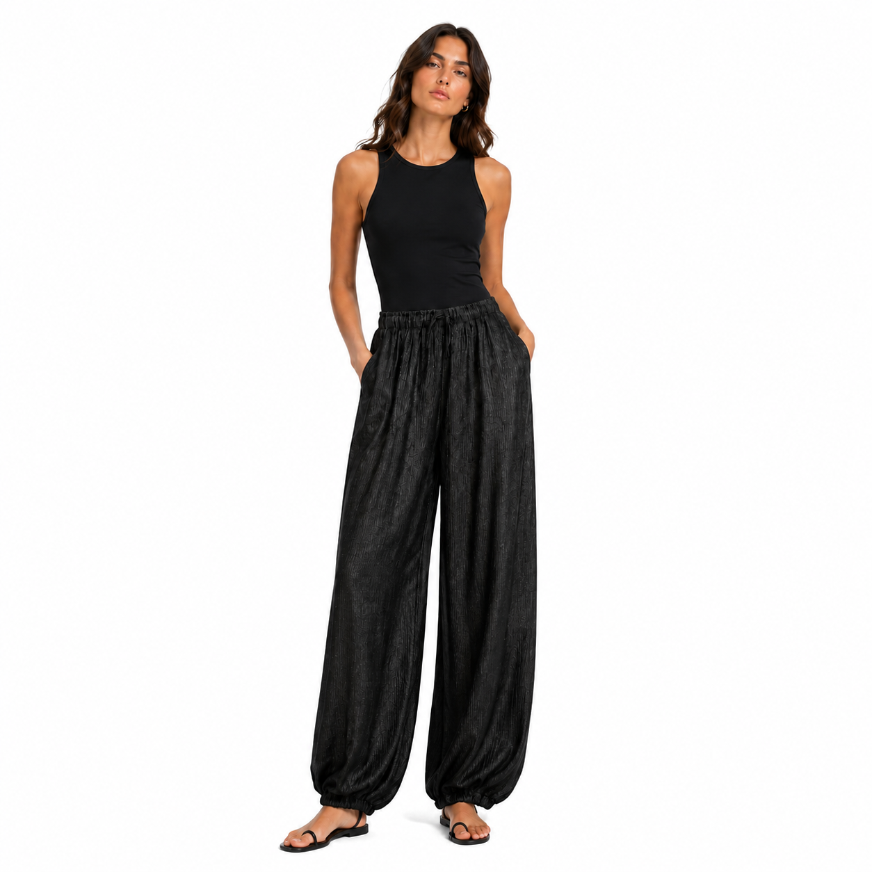 Textured Balloon Pants