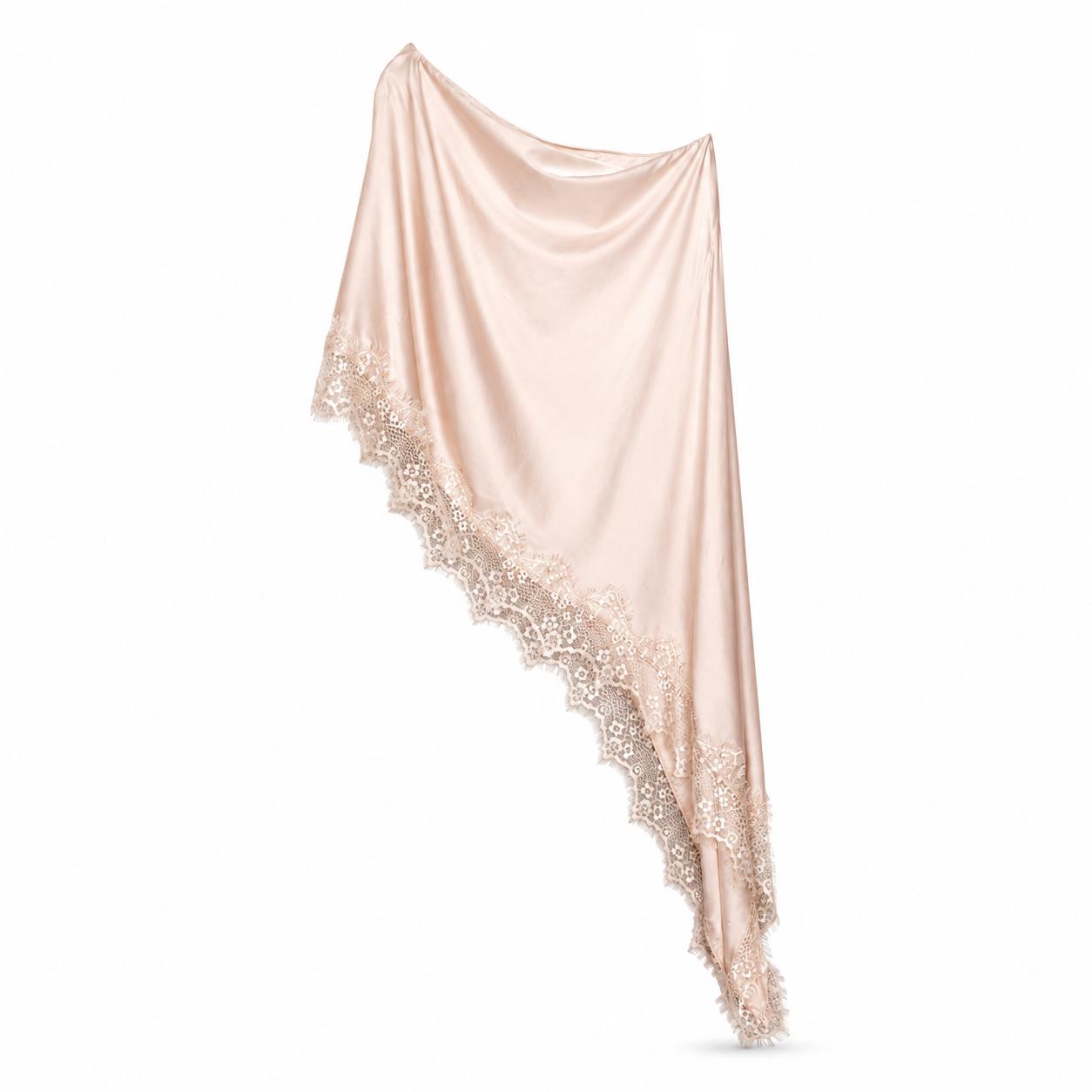 Blush Asymmetric Fringe Cover-Up on a clean white studio background.
