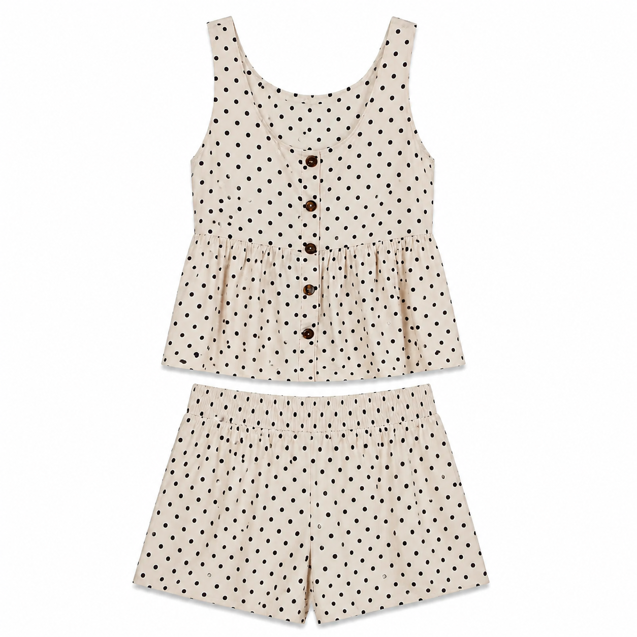 Ivory Polka Dot Button Tank on a clean white studio background.