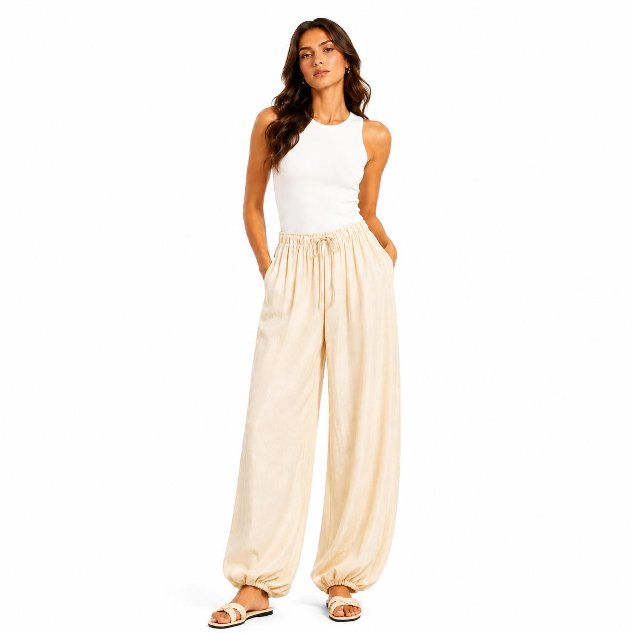 Textured Balloon Pants
